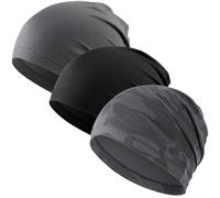 WTACTFUL Cooling Skull Cap for Men Women Breathable Running Caps Sweat Hat Skull Caps Thin Slouchy Beanie for Dreadlock Cycling Motorcycle Riding Hiking Helmet Liner 3Pack Black Gray CamoGray