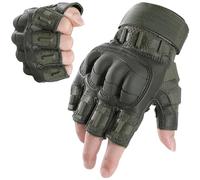 WTACTFUL Fingerless Gloves for Men Airsoft Paintball Bike Cycling Motorcycle Motorbike Hunting Hiking Work Outdoor Half Finger Gloves Green L