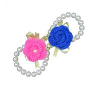 Wtanrion Vintage Handmade Crochet Pearl Handstrings, Package Includes 2 Different Style Vintage Crochet Flowers with 2 Different Style of Crochet Flowers, Can Meet Your Different Matching Needs, One