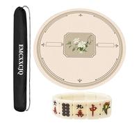 WTBHDUK Circular Mahjong Table Mat Poker Thickened Silent Anti Slip Round Table Tablecloth Mahjong Mat with Carrying Bag(Green,95cm/37.4in)