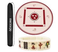 WTBHDUK Circular Mahjong Table Mat Poker Thickened Silent Anti Slip Round Table Tablecloth Mahjong Mat with Carrying Bag(Red,80cm/31.4in)
