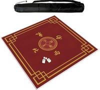 WTBHDUK Large Mahjong Mat with Black Carrying Bag, Thick Anti Slip Mahjong Paigow Table Mat, Table Mat for Mahjong Paigow Poker Card Games,red (140 cm/55.11 in)