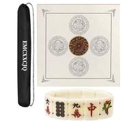 WTBHDUK Leather Mahjong Table Mat Game Table Cover Slip Resistant Noise Reduction Board Game Mat Mahjong Mini Tiles Stretchy Bracelet(Off White,70cm/27.5in)