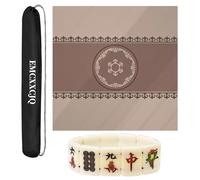 WTBHDUK Leather Square Mahjong Mat Table Mat for Mahjong Paigow Poker Card Games with Mahjong Mini Tiles Stretchy Bracelet(Coffee Color,120cm/47.2in)