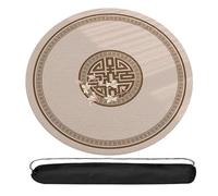 WTBHDUK Round Leather Mahjong Table Mat for Mahjong Poker Card Games with Carrying Bag(Beige,47.2X47.2)