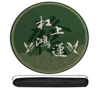 WTBHDUK Round Leather Mahjong Table Mat for Mahjong Poker Card Games with Carrying Bag(Green,37.4X37.4)