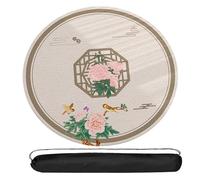 WTBHDUK Round Leather Mahjong Table Mat for Mahjong Poker Card Games with Carrying Bag(Pink,39.3X39.3)
