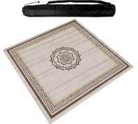 WTBHDUK Square Mahjong Mat with Black Carrying Bag, Soft and Non Slip Tablecloth, Table Mat for Mahjong Paigow Poker and Tile Game,Brown (140 cm/55.11 in)