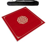 WTBHDUK Square Mahjong Mat with Black Carrying Bag, Thick Anti Slip Tablecloth, Table Mat for Mahjong Paigow Poker and Tile Game,red (60 cm/23.62 in)
