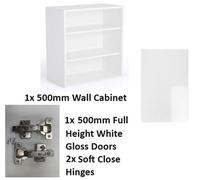 Wtc Vogue White Gloss 500mm Wall Unit Complete With Doors And Soft Close Hinges 720mm High 300mm Deep