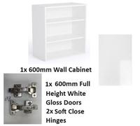 Wtc Vogue White Gloss 600mm Wall Unit Complete With Doors And Soft Close Hinges 720mm High 300mm Deep