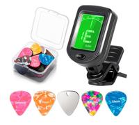 WTEETB 41PCS Guitar Picks Guitar Tuner Clip on Chromatic Digital Tuner Acoustic Guitar Accessories Kit for Guitars Violin, Ukulele, Bass