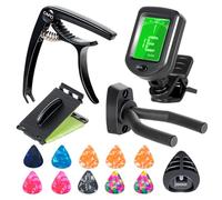 WTEETB Guitar Capo, Tuner, Guitar Wall Mount Hanger, Guitar Picks, Guitar String Cleaner Acoustic Guitar Accessories Kit for Guitar, Violin, Bass, Ukulele