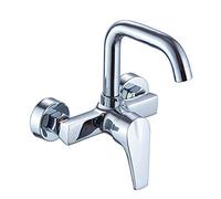 WTEPNQQDI wall mount faucet Copper, chrome, wall-mounted multi-function, kitchen, sink, hot and cold water, in-wall installation, balcony laundry pool, faucet-Big bend(Seven-shaped tube)