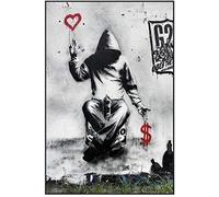 WTEVMAIY Banksy Love Over Money Graffiti Poster Abstract Black And White Graffiti Street Wall Art Banksy Man Loves Money Canvas Painting Home Decor Frameless 40×50cm