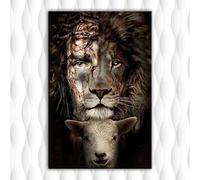 WTEVMAIY Nordic Canvas Printed Painting Jesus And Lion And Lamb The Perfect Combination Wall Art Print Poster Best Gift Wall Decor Frameless 30×40cm