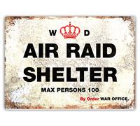 | WTF | Air Raid Shelter - War Office | Sticky Pads - Metal Wall Sign Plaque Art Inspirational