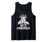WTF America Lady Liberty Facepalm Distressed Design Tank Top