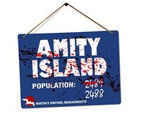 WTF | Amity Island Population | Twine - Metal Wall Sign Plaque Art Inspirational