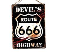 wtf Devils Highway/Route 666 (Black) - Sticky-Pads - Metal Wall Sign Plaque Art Inspirational