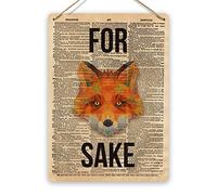 wtf | For Fox Sake - Newspaper Beige | Twine - Metal Wall Sign Plaque Custom Name