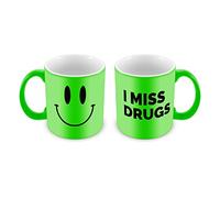 | WTF | I Miss Drugs | Matte Neon Fluorescent Green| Printed Art Ceramic Coffee Mug