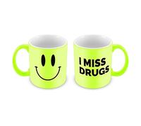 | WTF | I Miss Drugs | Matte Neon Fluorescent Yellow| Printed Art Ceramic Coffee Mug