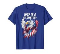 WTF is A Kilometer 4th of July Bald Eagle Funny America T-Shirt, Men, Royal Blue, Medium
