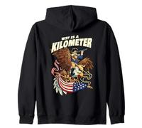 WTF Is A Kilometer Funny American Patriot Eagle Zip Hoodie
