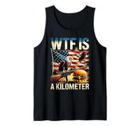 WTF Is A Kilometer Funny Patriotic American Eagle Burger Gun Tank Top