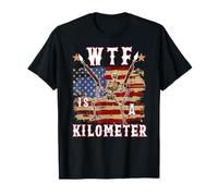 WTF Is A Kilometer Skeleton American Flag Gun Lover T-Shirt