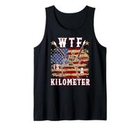WTF Is A Kilometer Skeleton American Flag Gun Lover Tank Top