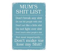 wtf Mum's Sh*t List (Blue) - Sticky-Pads - Metal Wall Sign Plaque Art Inspirational