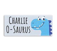 wtf | Personalised Dinosaur Names - Blue | Sticky-Pads - Metal Wall Sign Plaque Art Inspirational