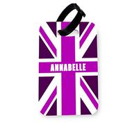 | WTF | Personalised Union Jack - Pink | Printed Art Luggage Tag