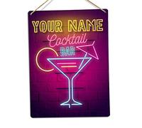 WTF | Personalised 'Your Name' Cocktail Bar | Twine - Portrait- Metal Wall Sign Plaque Custom Name