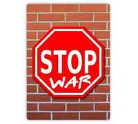WTF | STOP War Sign | Sticky Pads - Metal Wall Sign Plaque Art Inspirational