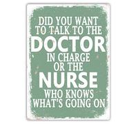 WTF | The Nurse Who Knows Whats Going On Green | Sticky Pads - Metal Wall Sign Plaque Art Inspirational