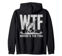 WTF Where’s The Fish Bass Fishing Humor Lover Fisherman Dad Zip Hoodie