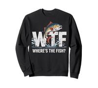 WTF Where’s The Fish Bass Fishing Humor Men's Fisherman Dad Sweatshirt