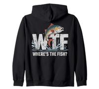 WTF Where’s The Fish Bass Fishing Humor Men's Fisherman Dad Zip Hoodie