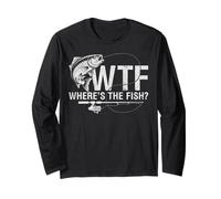 WTF Where’s The Fish Funny Bass Fishing Humor Fisherman Dad Long Sleeve T-Shirt