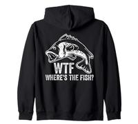 WTF Where’s The Fish Funny Fishing Humor for Anglers Zip Hoodie