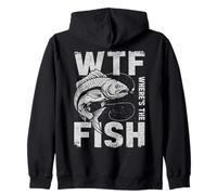 WTF Where’s The Fish Funny Fishing Humor Lover Fisherman Dad Zip Hoodie
