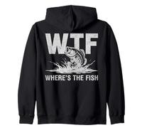 WTF Where’s The Fish Funny Fishing Humor Lover Fisherman Dad Zip Hoodie
