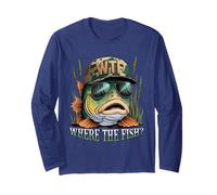 WTF Where The Fish Fisherman - Funny Camo Hat Fishing Joke Long Sleeve T-Shirt