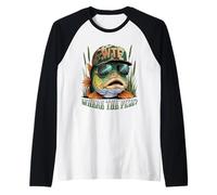 WTF Where The Fish Fisherman - Funny Camo Hat Fishing Joke Raglan Baseball Tee