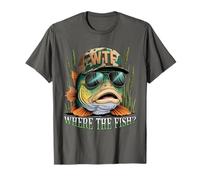 WTF Where The Fish Fisherman - Funny Camo Hat Fishing Joke T-Shirt