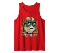 WTF Where The Fish Fisherman - Funny Camo Hat Fishing Joke Tank Top