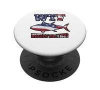 WTF Where's the Fish? Funny Bluefin Tuna USA Fishing Humor PopSockets Adhesive PopGrip